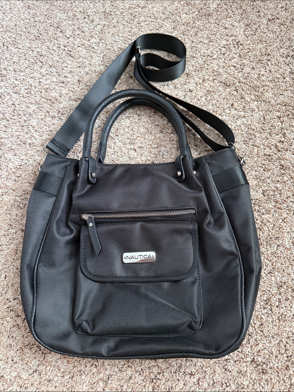 NAUTICA BLACK SHOULDER CROSSBODY TOTE BAG PURSE